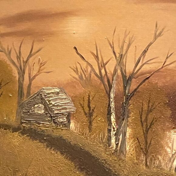 Charlie Lake Cabin Oil Painting By Artist Mary Kay Eobbi 16” x 20” - Picture 3 of 4